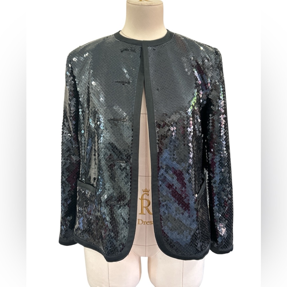 Vintage Louis Feraud black sequin blazer sz8